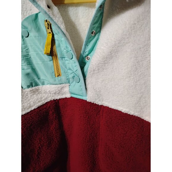 No brand name lg pullover fleece top jacket color block soft pockets LB 199 - Picture 2 of 6
